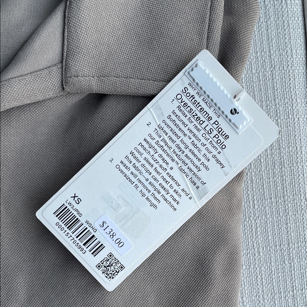 NWT lululemon Softstreme Pique Oversized LS Polo - XS - WSHG - Picture 7 of 16